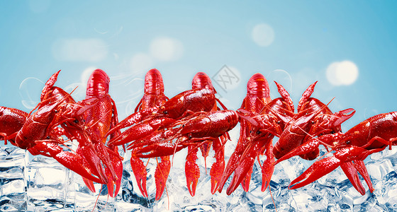 新鲜鸡肉食材冰镇小龙虾设计图片