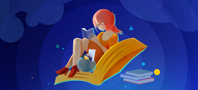 读书的女孩背景图片