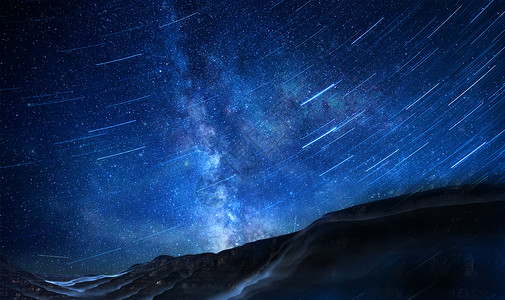 夜晚山星空背景设计图片