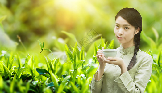 女孩喝茶喝茶的美女设计图片