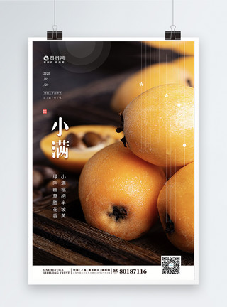 茶几上的水果枇杷应季水果小满节气海报模板