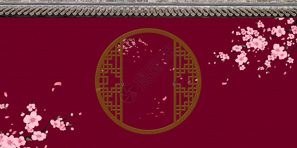 红墙黑瓦中国风背景设计图片