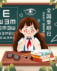 全国爱眼日教室里做眼保健操学生插画插画