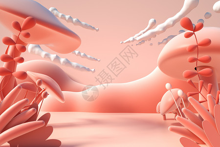 植物蘑菇C4D创意三维插画设计图片