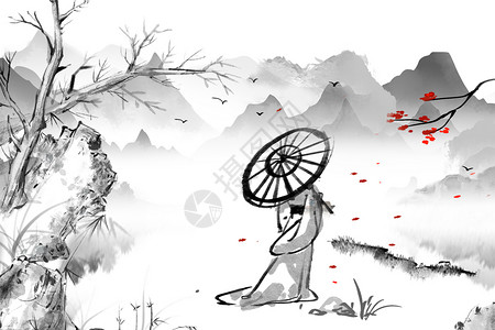 中国风水墨插画高清图片