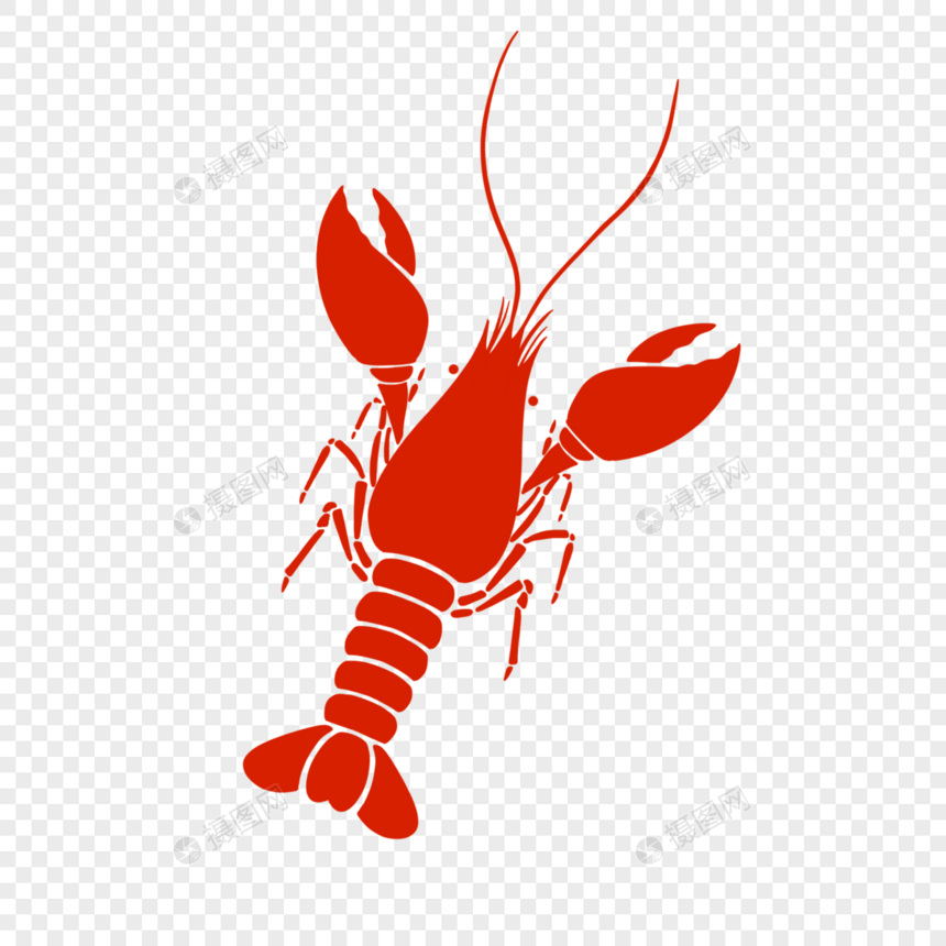 红色小龙虾剪影图片
