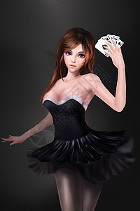 扑克牌游戏纸牌游戏美女荷官人物背景图片