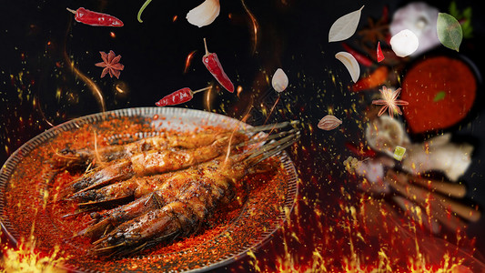 火焙鱼烧烤美食场景设计图片