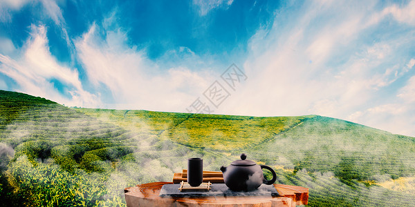 桌子和茶壶茶文化设计图片