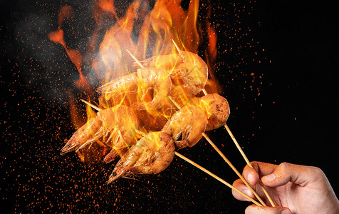 鸡胗串烧烤美食场景设计图片