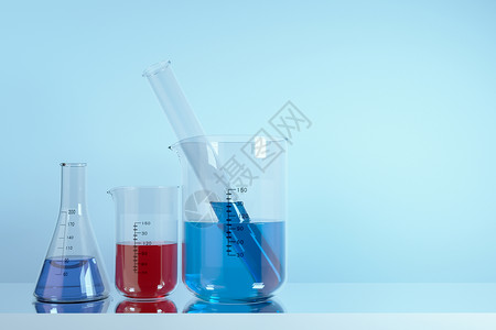 烧杯液体C4D科学实验场景设计图片