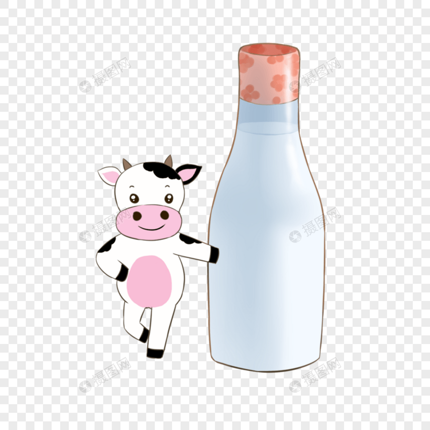 奶牛和牛奶图片