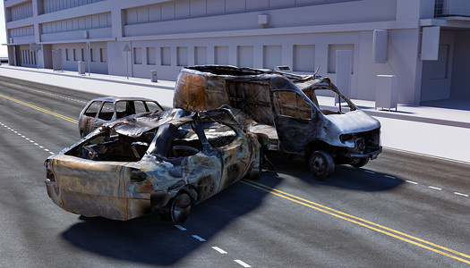 两车相撞C4D交通事故场景设计图片