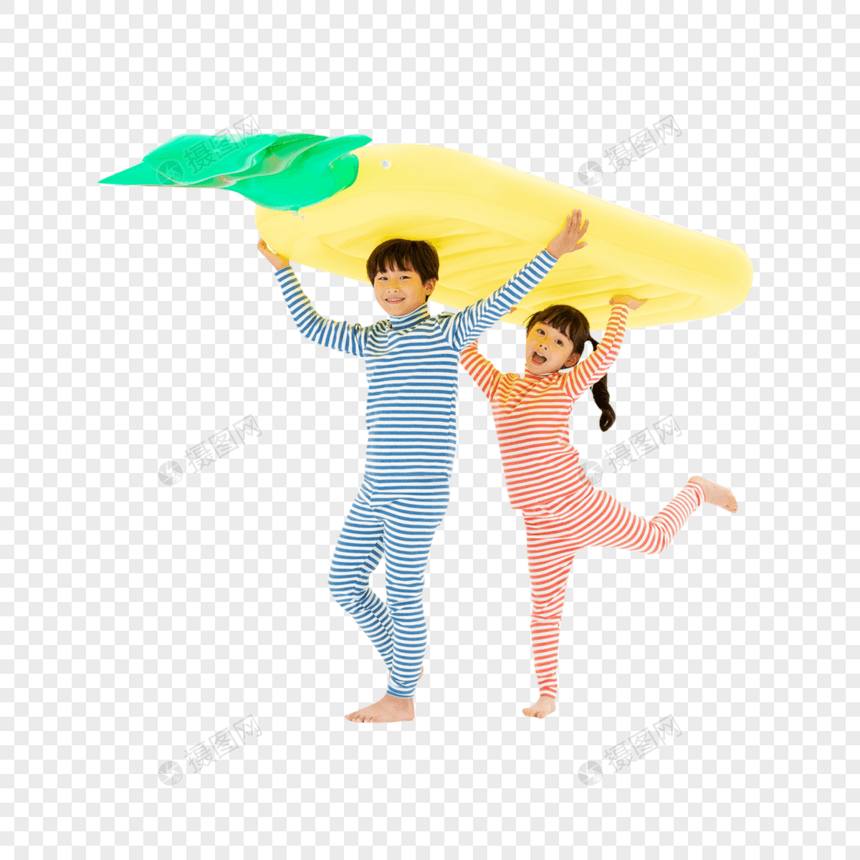 举着菠萝浮排的睡衣儿童图片