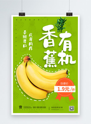 一叶莲当季有机香蕉促销海报模板