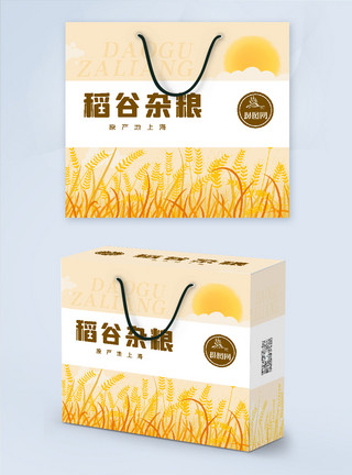 小麦杂粮盒稻谷杂粮包装盒设计模板