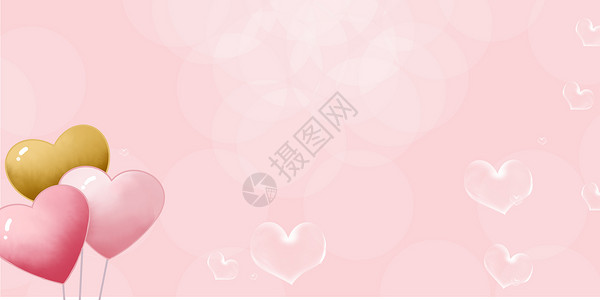 粉色气球与柯基爱心气球背景设计图片