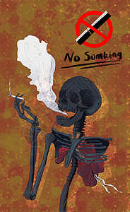 黑烟雾素材世界无烟日线稿插画插画