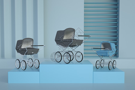 宝宝婴儿车C4D婴儿车设计图片