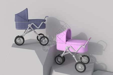 推推车C4D婴儿车设计图片