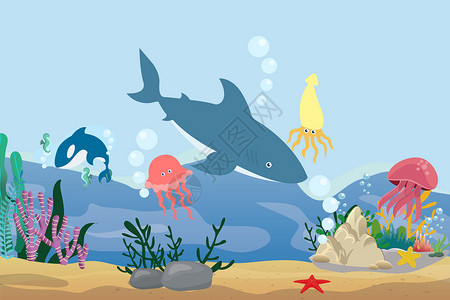 水底世界世界海洋日插画