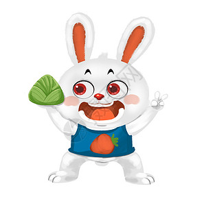 兔子吃粽子好吃的三角小粽子高清图片
