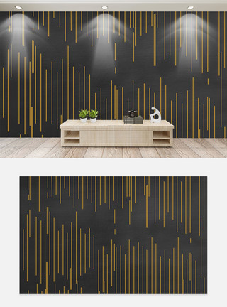 音频制作现代抽象金属音频图金色线条浮雕背景墙模板