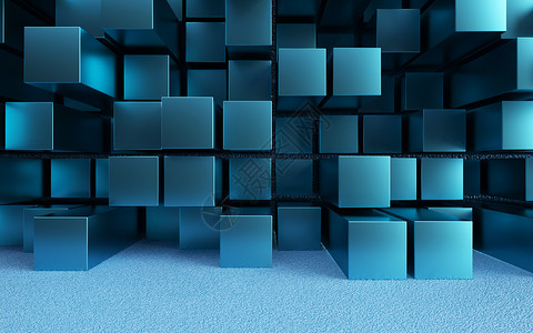 蓝色方块背景几何创意空间设计图片