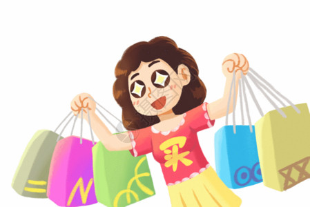 京东首页购物的女孩买买买GIF高清图片