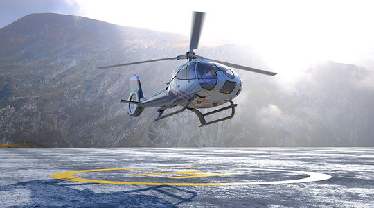 直升飞机素材停机坪场景设计图片