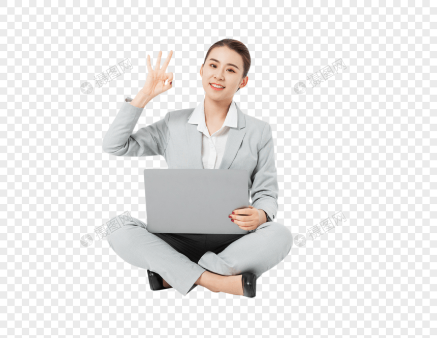 青年商务女性拿着笔记本电脑图片