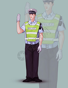 警察海报交警插画