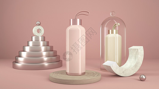 金属杯子女性粉色保温杯设计图片