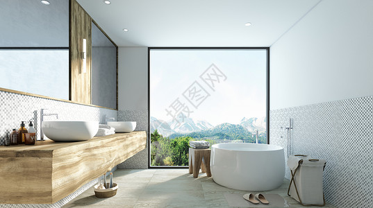 明亮浴室C4D卫浴场景设计图片