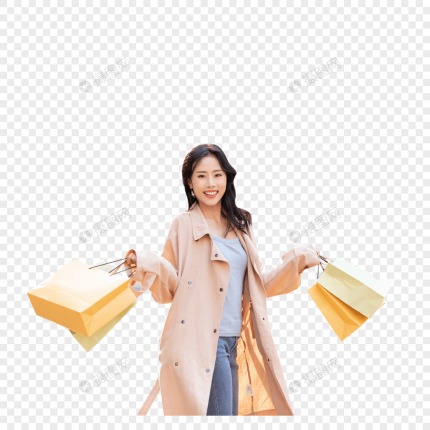 女性商场欢快购物图片