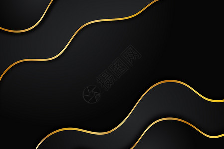金色线条曲线简约黑金背景设计图片