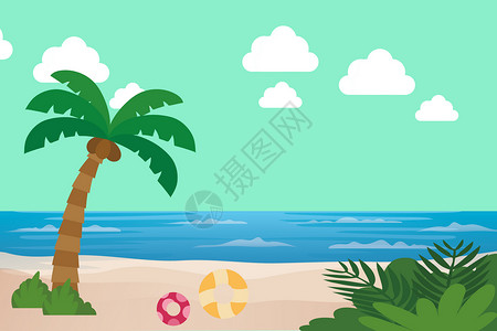 小清新夏日海滩夏日背景设计图片