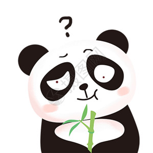 孩子与宠物卡通熊猫疑问问号表情GIF高清图片