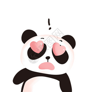 孩子与宠物卡通熊猫震惊表情GIF高清图片