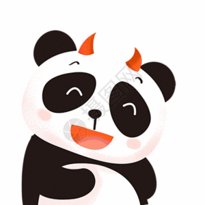 卡通熊猫微笑表情GIF图片
