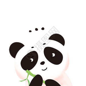 孩子与宠物卡通熊猫无语表情GIF高清图片