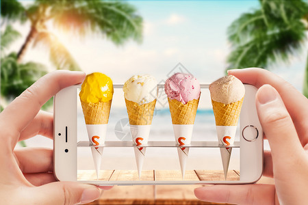 手机拍摄冰淇淋机高清图片