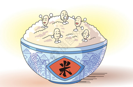 猪排饭饭米粒插画