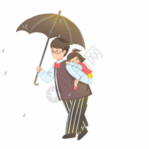 雨伞背景父亲冒雨送女儿医院GIF高清图片