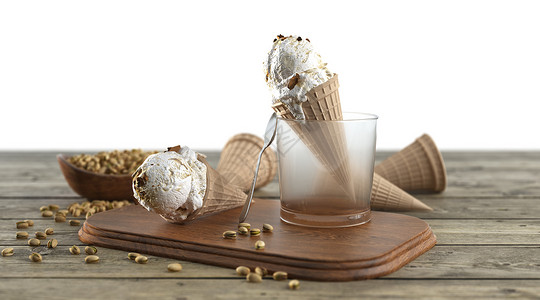 三色牛奶冰淇淋冰淇凌场景设计图片