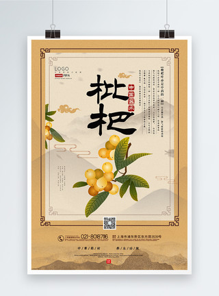 清热化痰大气中国风枇杷中药材系列海报模板