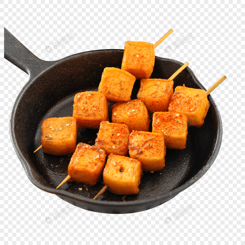 炸鱼豆腐串美食图片