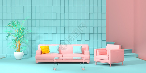 彩色碎片装饰C4D时尚室内家居设计图片
