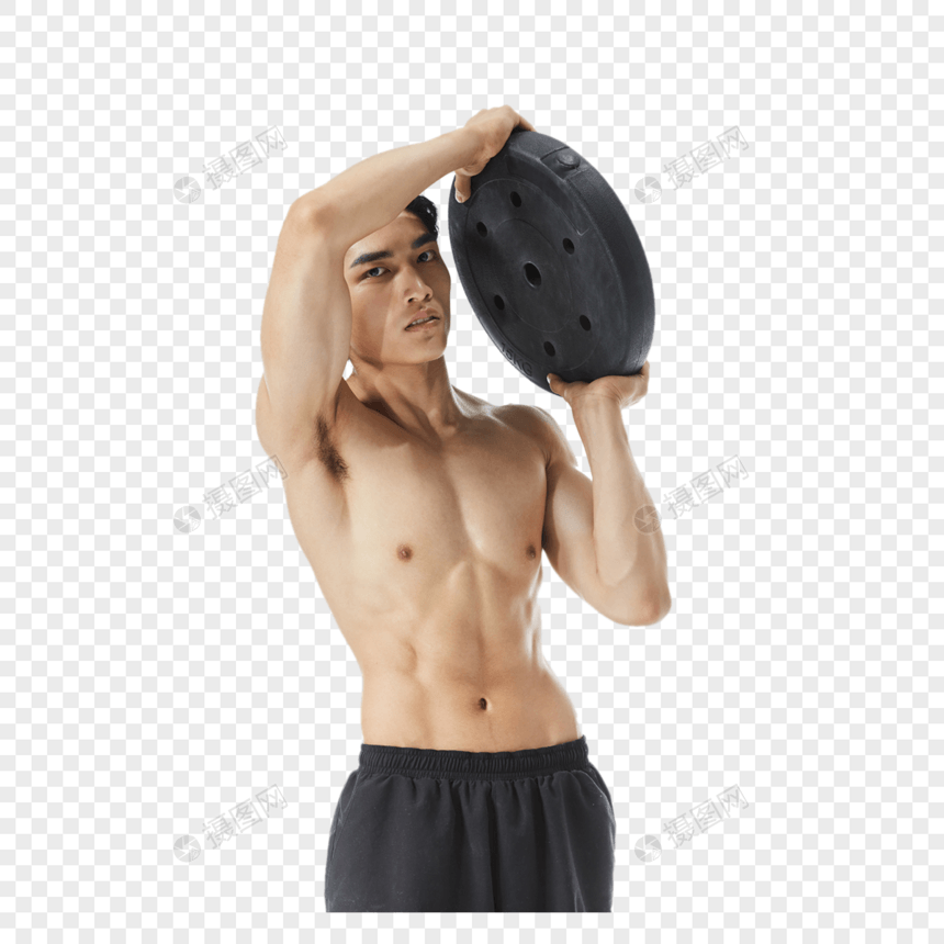铁饼训练的运动男性图片