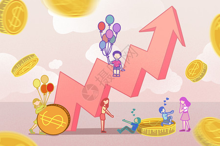 莱特币上涨趋势金融系列上升趋势插画